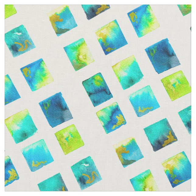 Tecido watercolor blue and green squares (Detalhe)