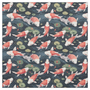 Tecido Watercolor Koi Pond