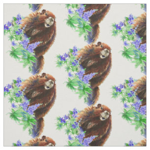 Tecido Watercolor Woodchuck, Marmot, Groundhog Animal art