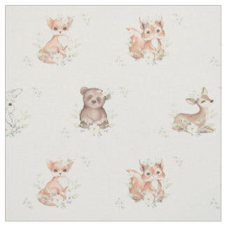 Tecido Watercolor Woodland Animal Baby Nursery