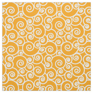 Tecido Waves, Curls e Padrão Espiral no Saffron Dourado
