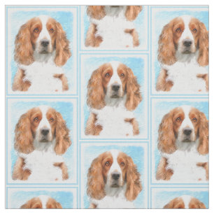 Tecido Welsh Springer Spaniel Painting - Arte Original de