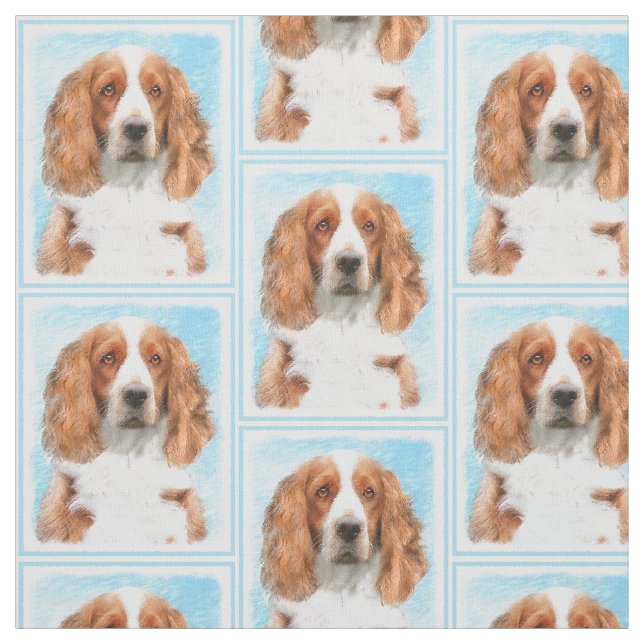 Tecido Welsh Springer Spaniel Painting - Arte Original de (Modelo)