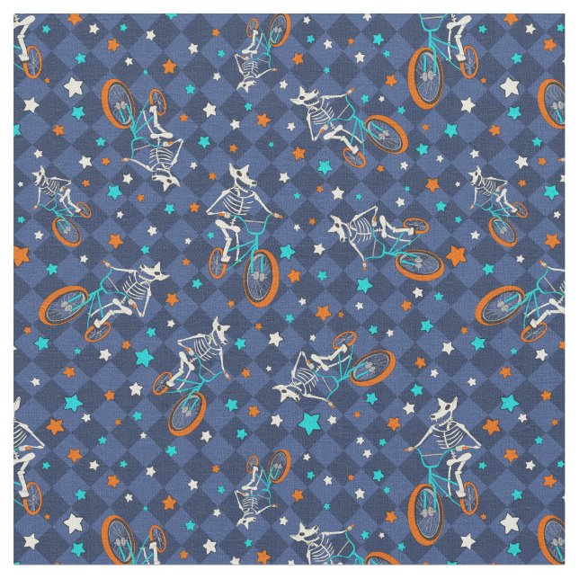 Tecido Werewolf Skeletons and BMX Bikes Patterned (Detalhe)