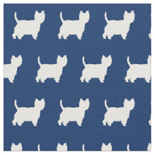 Tecido West Highland Terrier Dog Silhouket Marinho Pet Bl
