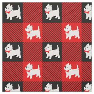 Tecido West Highland White Terriers Westis Xadrez