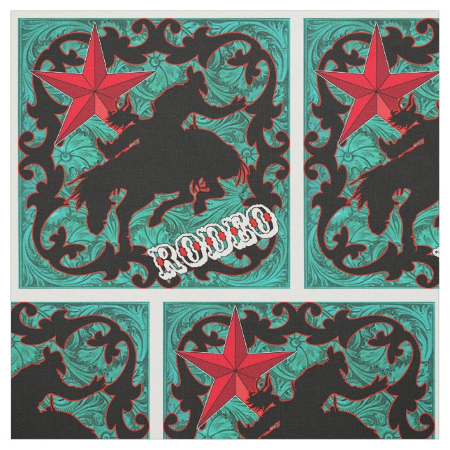 Tecido Western Rodeo Cowboy Bronc Andando Faux Leather (Modelo)