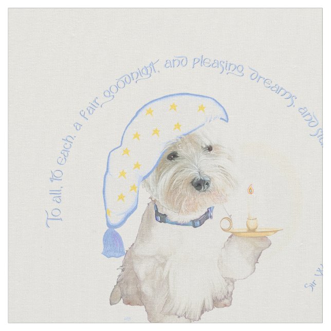 Tecido Westie Azul Boanoite com Vela (Detalhe)