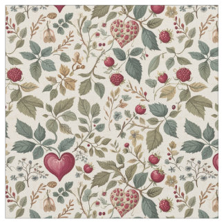 Tecido "Whimsical Heart and Berry Pattern"
