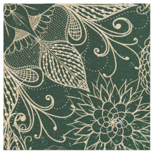 Tecido Whimsy Dourada e Green Dreamcatcher Feenas Mandala