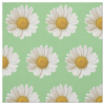 White Daisies no Sage Green Floral
