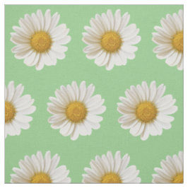 Tecido White Daisies no Sage Green Floral