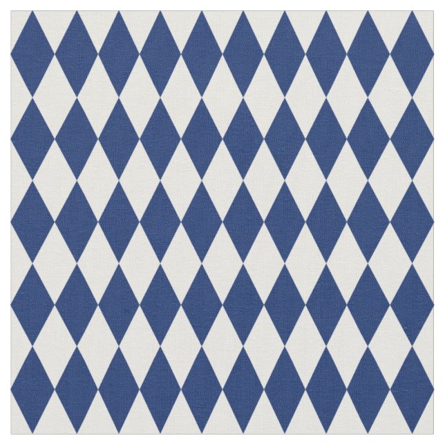 Tecido White & Navy Blue Harlequin Diamonds (Detalhe)