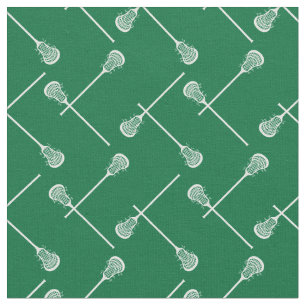 Tecido White Sticks Green Lacrosse Padrão