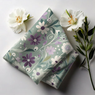 Tecido Wildflower Floral Green Mauve ID1006