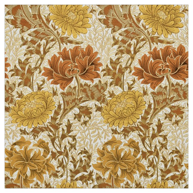 Tecido William Morris Chrysanthemums, Mostarda Dourada (Modelo)