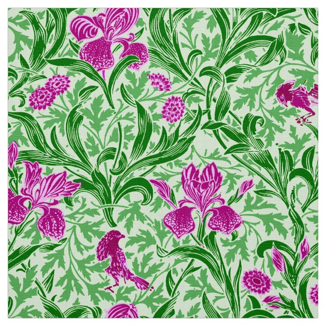 Tecido William Morris Irises, Green, Magenta e Orchid (Modelo)