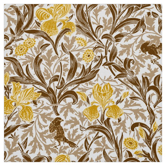 Tecido William Morris Irises, Mostarda Dourada, Brown & B (Modelo)
