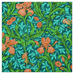 Tecido William Morris Irises, Orange e Turquesa