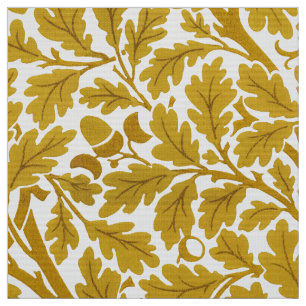 Tecido William Morris Oak Folhas, Mostarda Amarelo e Bran
