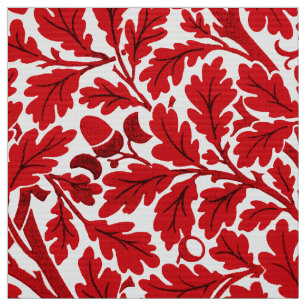 Tecido William Morris Oak Folhas, Vermelho Profundo e Bra