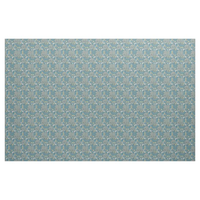 Tecido William Morris, padrão art nouveau, algas, azul,f (Jarda)