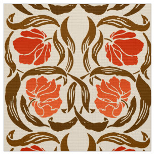 Tecido William Morris Pimpernel, Mandarin Orange & Brown