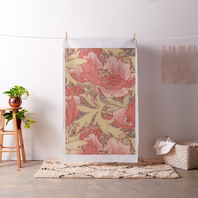 Tecido William Morris Poppies Floral Art Nouveau Pattern (In Situ)