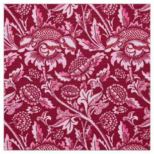 Tecido William Morris Sunflower, Borgonha e Rosa