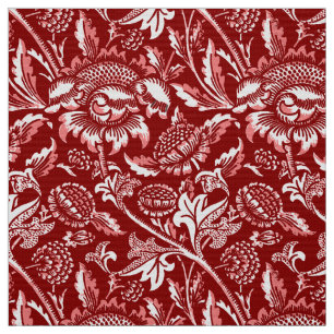 Tecido William Morris Sunflower, Deep Red e White