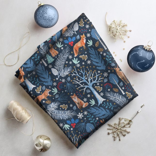 Tecido Winter Woodland Blue/Dourado ID785 (Criador carregado)