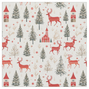 Tecido Winter Woodland Deer Nordic Christmas