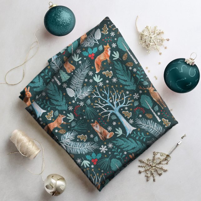 Tecido Winter Woodland Teal/Dourado ID785 (Criador carregado)
