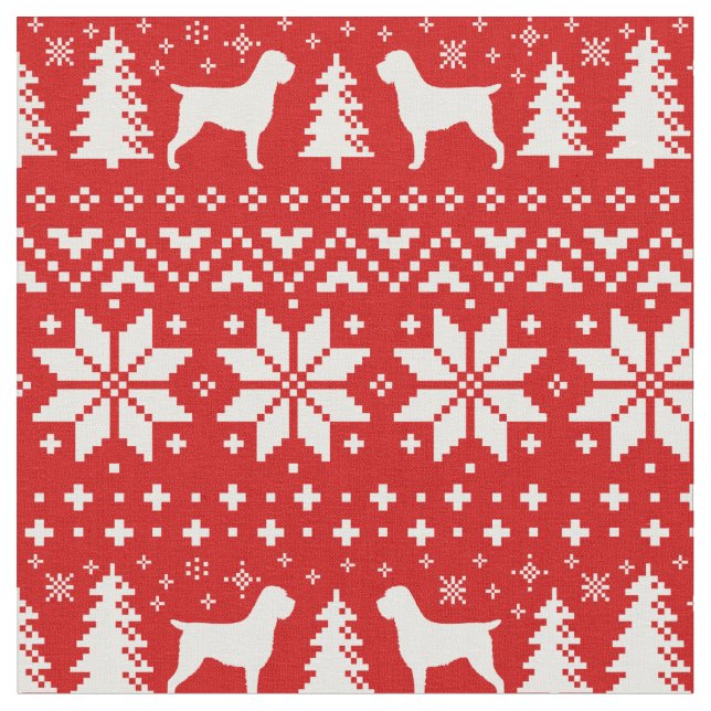 Tecido Wirehaired Pointing Griffon Silhouettes Natal (Detalhe)