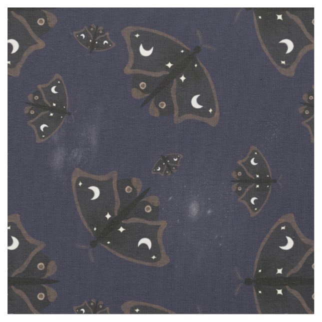 Tecido Witchy moths, cloud ans galaxy dark sky fabric (Detalhe)