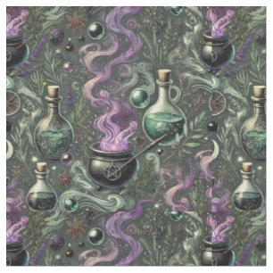 Tecido Witchy Pattern-Cauldron e Potion Design
