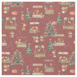 Tecido Woodland animals celebrating Xmas - amber