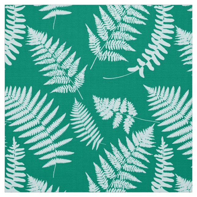 Tecido Woodland Fern Pattern, Aqua e Turquoise (Modelo)