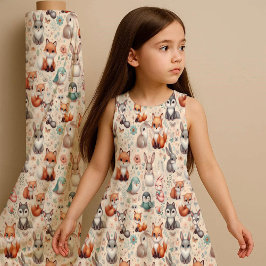 Tecido Woodland Fox Bunny Watercolor Boho Nursery Fabric
