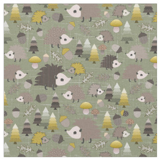 Tecido Woodland Nocturnal Hedgehogs