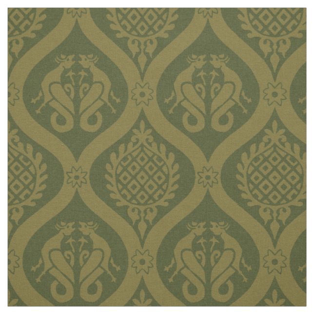 Tecido Wyvern Ogee, Olive Ouro Escura (Modelo)