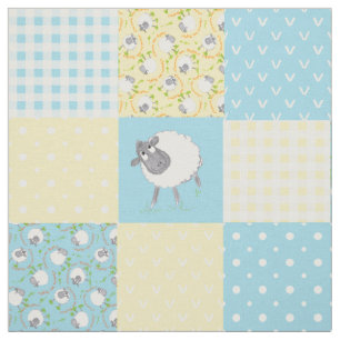 Tecido Xadrez Azul Amarelo Patchwork Falso Ovelha Galês