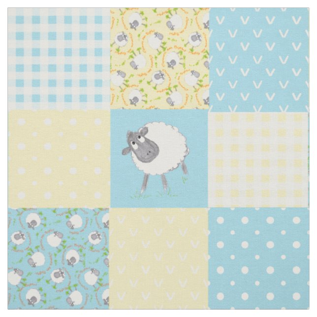 Tecido Xadrez Azul Amarelo Patchwork Falso Ovelha Galês (Modelo)