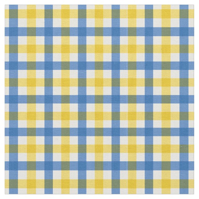 Tecido Xadrez Azul e Amarelo de Gingham de Verão/ Tartan (Detalhe)
