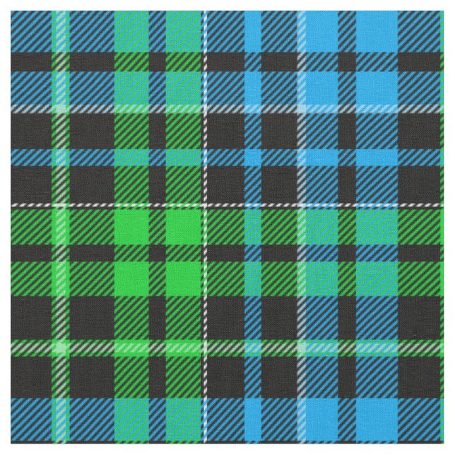 Tecido Xadrez Azul e Verde Tartan Preto  (Detalhe)