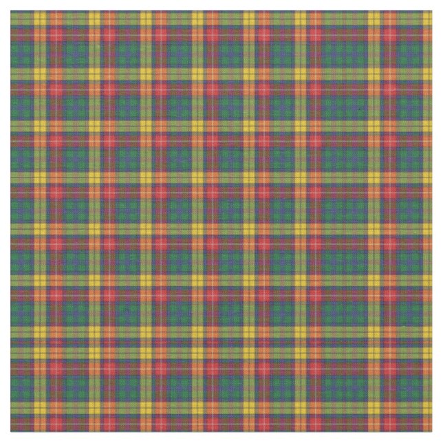 Tecido Xadrez Clan Buchanan Tartan Verde Amarelo Verde (Detalhe)