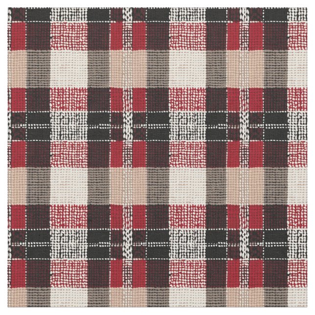 Tecido Xadrez Clássica de Tartan Vermelho e Preto - Tecid (Detalhe)