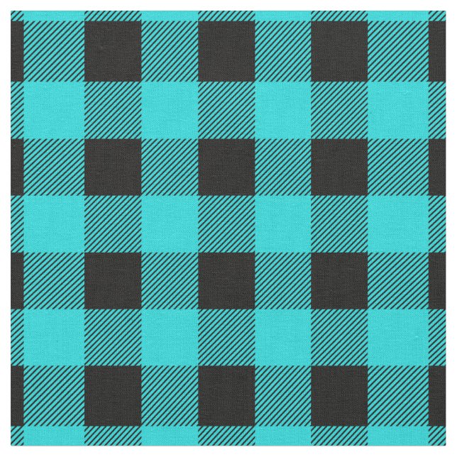 Tecido Xadrez de Búfalo Aqua e Preto Vintage (Detalhe)