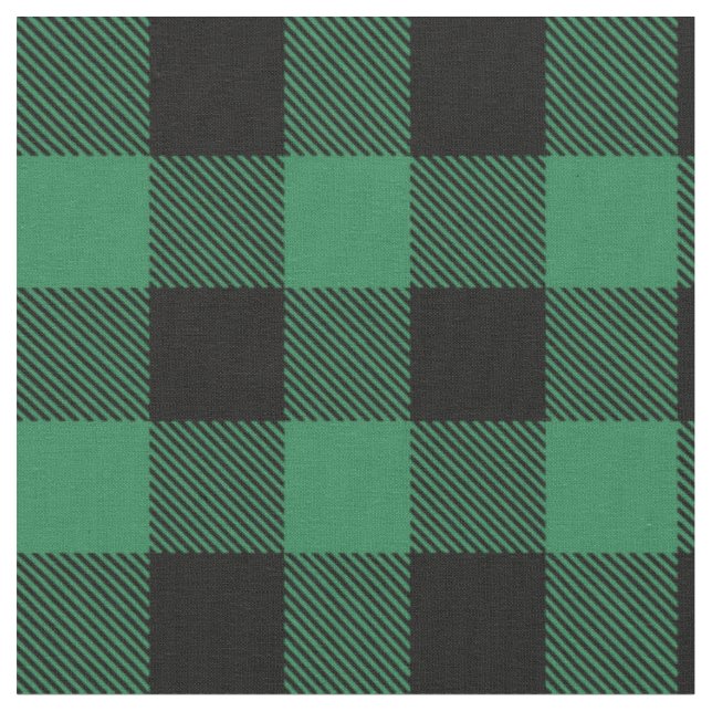 Tecido Xadrez de búfalo verde-preto russo (Detalhe)