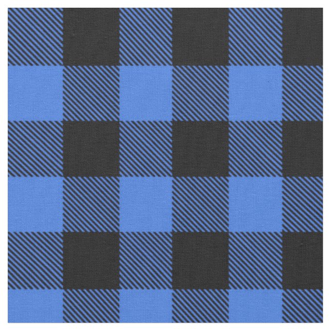 Tecido Xadrez de Buffalo Azul-Negro Russo (Detalhe)